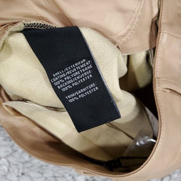 7 For All Mankind Faux Vegan Leather High Rise Straight Cargo Pants Tan Small - Picture 10 of 14